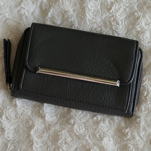 Enzo Angiolini dark gray wallet. Has change pocket & 6 card pockets inside. - Picture 1 of 16